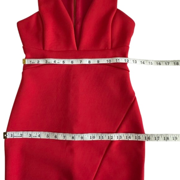 Bec & Bridge NWT Women'4 Red Sleeveless Mini Bodycon V Neck Classic Fitted Dress - Picture 9 of 15